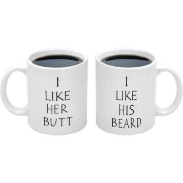 Funny Beard & Butt Couple Mugs for Couples Gift