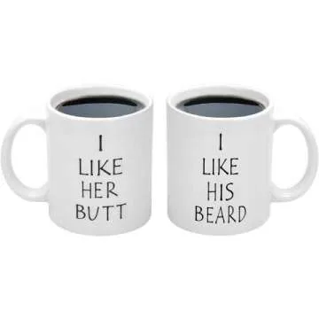 Funny Beard & Butt Couple Mugs for Couples Gift