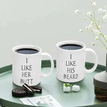 Funny Beard & Butt Couple Mugs for Couples Gift