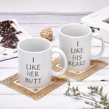 Funny Beard & Butt Couple Mugs for Couples Gift
