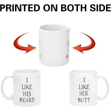 Funny Beard & Butt Couple Mugs for Couples Gift