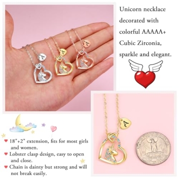 Hidepoo Unicorn Necklace Gifts - Heart Pendant Jewelry