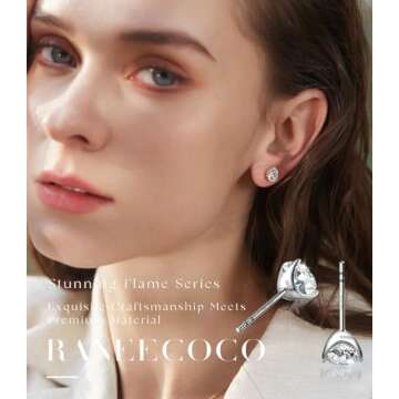 "STUNNING FLAME" 18K Gold Plated Silver Brilliant Cut Simulated Diamond Cubic Zirconia Stud Earrings(yellow-gold-plated-silver, 2)