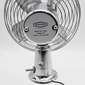 RoadPro RP-1179 Car Fan, Heavy Duty, 12V, Metal, 7.5"