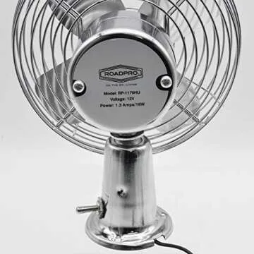 RoadPro RP-1179 Car Fan, Heavy Duty, 12V, Metal, 7.5"
