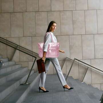 DAATUANG Puffer Tote Bag With Zipper Pink Puffer Shoulder Bag Trendy Puffer Quilted Handbag Puffer Bags For Women Luxury Puffer Bags Great Gift Pink Puffer Quilted Handbag Anthropologie Puffer Tote