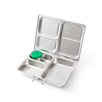 PlanetBox LAUNCH Eco-Friendly Stainless Steel Bento Lunch Box with 3 Compartments for Adults and Kids - Nebula Carry Bag with Star Map Magnets