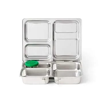 PlanetBox LAUNCH Eco-Friendly Stainless Steel Bento Lunch Box with 3 Compartments for Adults and Kids - Nebula Carry Bag with Star Map Magnets