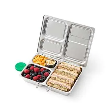 PlanetBox LAUNCH Eco-Friendly Stainless Steel Bento Lunch Box with 3 Compartments for Adults and Kids - Nebula Carry Bag with Star Map Magnets