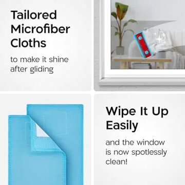 Tyroler Bright Tools Premium Replacement Microfiber Cleaning Cloths | Exclusively Designed for The Glider Magnetic Window Cleaner | Ultra-Soft, Non-Abrasive & Highly Absorbent (Blue - Pack of 4)