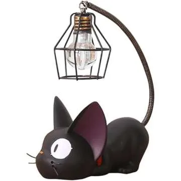 Resin Cat Design lamp Creative Night Light Table Bedside Lamps for Reading (Iron Wire Lampshade,3.1 x 4.7 x 6.7Inch)