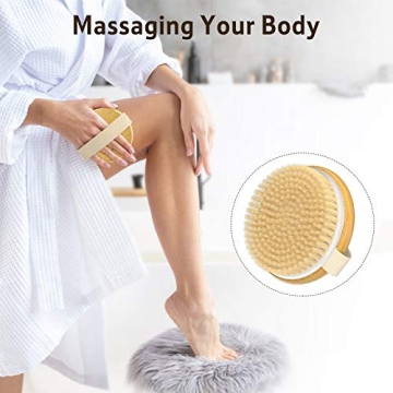 Metene 2 Pack Bamboo Body Brushes for Smooth Skin Care