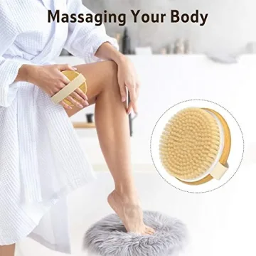 Metene 2 Pack Bamboo Body Brushes for Smooth Skin Care