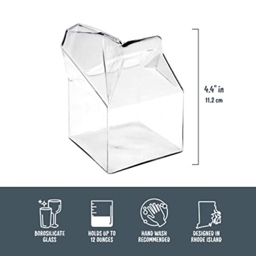 Genuine Fred Half Pint Glass Milk Carton Creamer - Whimsical Gift