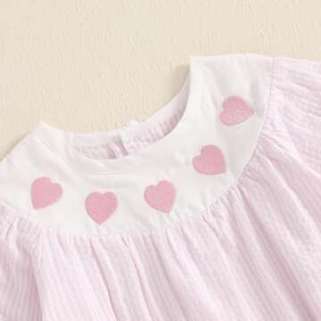 Kutterild Newborn Baby Girl Valentine's Day Outfits Long Sleeve One Pieces Romper Bodysuit Heart Print Cotton Linen Romper (Light Pink, 0-3 Months)