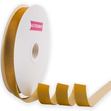 KLTRIBBON Nylon Velvet Ribbon Single Faced,1 Inch X 25Yards Spool (Gold)