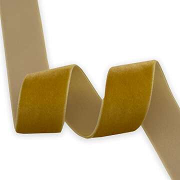 KLTRIBBON Nylon Velvet Ribbon Single Faced,1 Inch X 25Yards Spool (Gold)