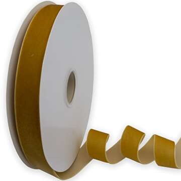KLTRIBBON Nylon Velvet Ribbon Single Faced,1 Inch X 25Yards Spool (Gold)
