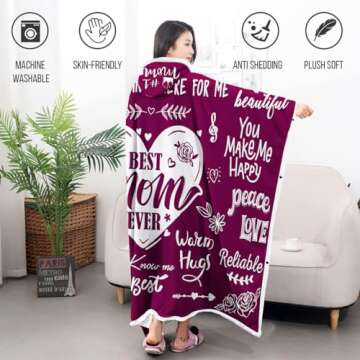 Warmstorey Mothers Day, Birthday Gift for Mom – Best Mom Ever Blanket Hoodie, Cozy Gift for Wife, ...