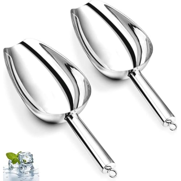 2-Piece Set of Premium Ice Scoop - 3 Ounce Stainless Steel Ice Scoop Set for freezer, Ice Maker, Kit...