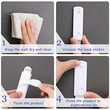 Jetec 48 Pieces Sawtooth Picture Hangers Damage Free Frame Hangers No Nails Adhesive Picture Hooks for Home Bathroom Kitchen Door Closet, White