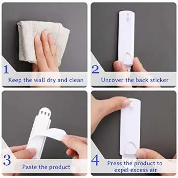 Jetec 48 Pieces Sawtooth Picture Hangers Damage Free Frame Hangers No Nails Adhesive Picture Hooks for Home Bathroom Kitchen Door Closet, White