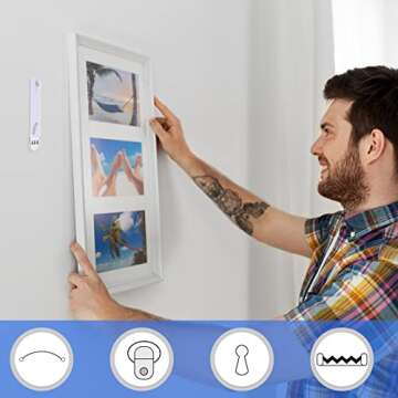 Jetec 48 Pieces Sawtooth Picture Hangers Damage Free Frame Hangers No Nails Adhesive Picture Hooks for Home Bathroom Kitchen Door Closet, White