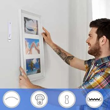 Jetec 48 Pieces Sawtooth Picture Hangers Damage Free Frame Hangers No Nails Adhesive Picture Hooks for Home Bathroom Kitchen Door Closet, White