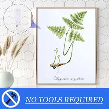 Jetec 48 Pieces Sawtooth Picture Hangers Damage Free Frame Hangers No Nails Adhesive Picture Hooks for Home Bathroom Kitchen Door Closet, White