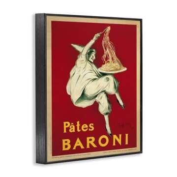 Stupell Industries Pates Baroni Vintage Poster Food, Design by Marcello Dudovich Wall Art, 16x20, Black Framed