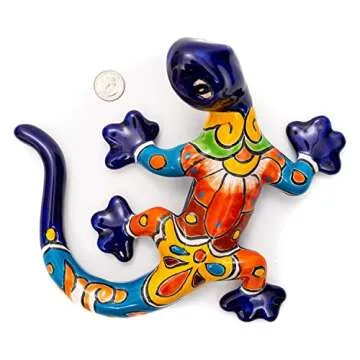 Enchanted Talavera Hand-Painted Gecko Decor