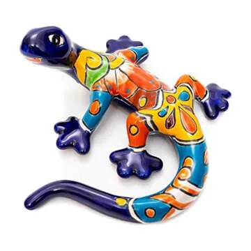 Enchanted Talavera Hand-Painted Gecko Decor
