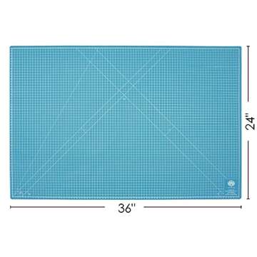 OfficeTree Self Healing Cutting Mat 24 x 36 inches - Blue A1 Cutting Mat for Sewing - Double Sided Grid - Quilting Cutting Mats with 3 PVC Layers - Cutting Mats for Sewing, Crafting & Modelling