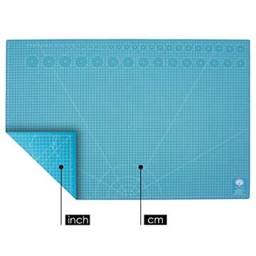 OfficeTree Self Healing Cutting Mat 24 x 36 inches - Blue A1 Cutting Mat for Sewing - Double Sided Grid - Quilting Cutting Mats with 3 PVC Layers - Cutting Mats for Sewing, Crafting & Modelling