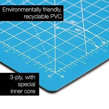 OfficeTree Self Healing Cutting Mat 24 x 36 inches - Blue A1 Cutting Mat for Sewing - Double Sided Grid - Quilting Cutting Mats with 3 PVC Layers - Cutting Mats for Sewing, Crafting & Modelling