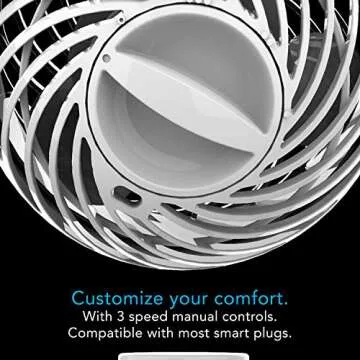 Vornado Pivot Clip Personal Air Circulator Fan with Multi-Surface Clip, Quiet Portable Fan for Office or Bedroom, 3 Speeds, Ice White