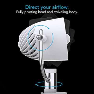 Vornado Pivot Clip Personal Air Circulator Fan with Multi-Surface Clip, Quiet Portable Fan for Office or Bedroom, 3 Speeds, Ice White