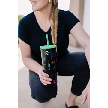 Simple Modern Disney Character Insulated Water Bottle Tumbler with Straw Lid -Stainless Steel Reusable Wide Mouth Travel Cup 24oz Tumbler Mickey Mouse Floral Riptide