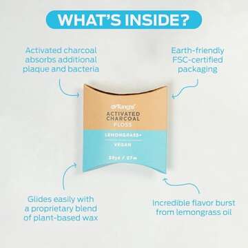 Gentle Vegan Activated Charcoal Floss with Lemongrass