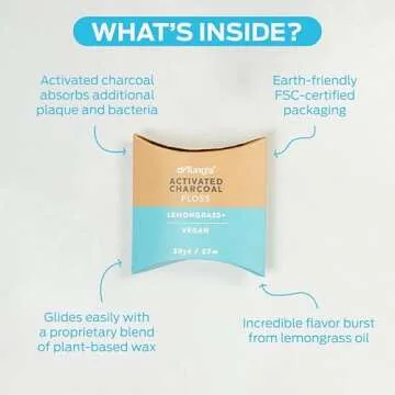 Gentle Vegan Activated Charcoal Floss with Lemongrass