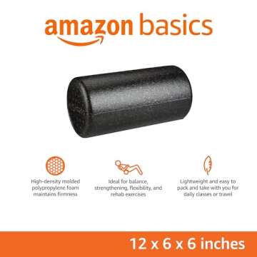 Amazon Basics High-Density Round Foam Roller for Exercise and Recovery - 12-Inch, Black