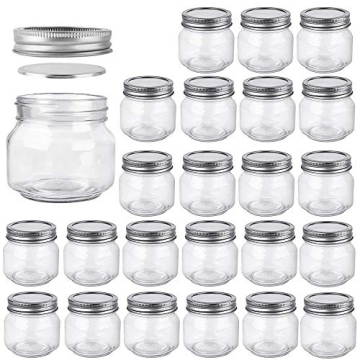 Betrome 8 oz Mason Jars - 24 Pack for Canning, Storage & Gifts