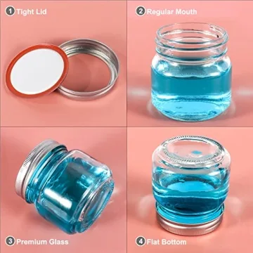 Betrome 8 oz Mason Jars - 24 Pack for Canning and Gifts