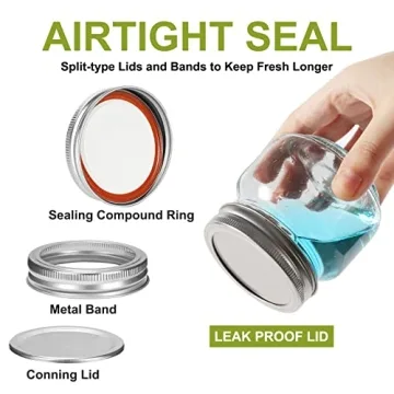 Betrome 8 oz Mason Jars - 24 Pack for Canning and Gifts