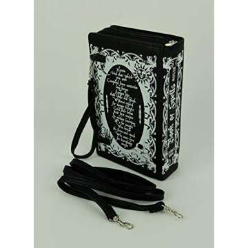 Things2DIe4 Black and White Glow in the Dark Book of Spells Crossbody Purse, Medium