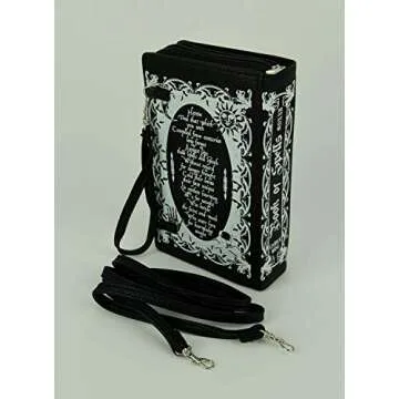 Things2DIe4 Black and White Glow in the Dark Book of Spells Crossbody Purse, Medium