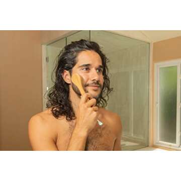 GranNaturals Manual Facial Brush Dry Brushing Scrubber - Stiff Boar Bristles for Exfoliation - Promotes Lymphatic Drainage, Deep Cleansing, Gentle Pore Cleaning for Glowing, Soft Skin - Wooden Handle