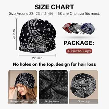 Women's Summer Beanie for Men Hat Boho Hats Adult Dwarf Hats Chemo Cap Cancer Headwear Caps Baggy Sk...