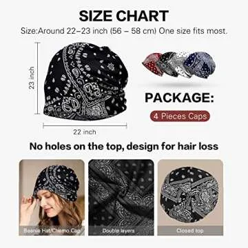 Women's Summer Beanie for Men Hat Boho Hats Adult Dwarf Hats Chemo Cap Cancer Headwear Caps Baggy Sk...