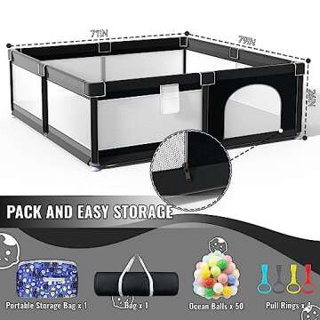 LUTIKIANG Playpen, 79" X 71" Extra Large Playpen, Play Pen for Babies and Toddlers, Kids Play Pen, S...